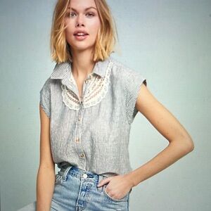 Anthropologie Yoke Linen Buttondown